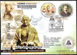 India 2024 Mahatma Gandhi, Odd Shaped, Pigeon, Army, Peace, Monkey, Registered Cover (**) Inde Indien - Briefe U. Dokumente