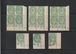 111 De 1900/1924 - Coin Daté - 3 Blocs De 4 + 3 Timb = 15 Timbres - Neufs ** / * / ø /  - Type Blanc . 5c. Vert - 2 Scan - ....-1929