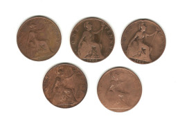 603/ Grande-Bretagne : Edward VII : 5 X 1 Penny : 1902 - 1904 - 1905 - 1906 - 1907 - Autres & Non Classés