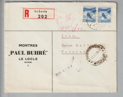 CH Heimat NE Le Locle 1940-11-21 R-Brief Nach Teheran - Unused Stamps