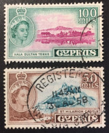 1955 Cyprus  - Queen Elizabeth II  & Hala Sultan Tekke - Used - Zypern (...-1960)