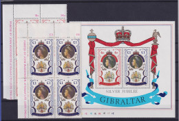 Gibraltar 1977 Thronjubiläum Elisabeth II. Mi.-Nr.346-347 ER-4er-Bl., Block 3 ** - Gibraltar