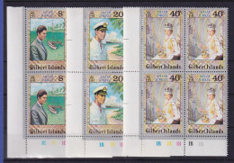 Gilbert Islands 1977 Thronjubiläum Elisabeth II. Mi.-Nr. 288-290 ER-4erblocks ** - Kiribati (1979-...)