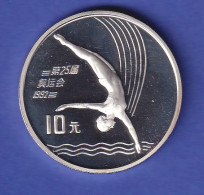 China Silbermünze 100 Yuan Olympiade Barcelona Wasserspringen 1990 PP - Other - Asia