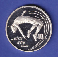 China Silbermünze 10 Yuan Olympiade Barcelona Hochsprung 1990 PP - Other - Asia