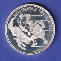 Frankreich Silbermünze 100 Francs Olympiade Albertville Eishockey 1991 PP - Otros & Sin Clasificación