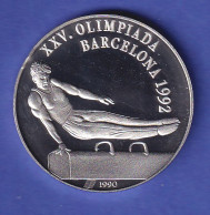 Kuba Silbermünze 10 Pesos Olympiade Barcelona Seitpferd-Turnen 1992 PP - Andere - Amerika