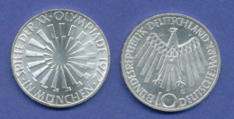 Olympische Spiele 1972, 10DM Silber-Gedenkmünze Spirale MÜNCHEN  -  G - 10 Mark