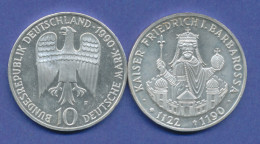 Bundesrepublik 10DM Silber-Gedenkmünze 1990, Kaiser Friedrich Barbarossa - 10 Marcos