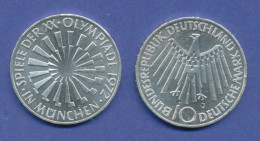 Olympische Spiele 1972, 10DM Silber-Gedenkmünze Spirale MÜNCHEN  -  J - 10 Mark