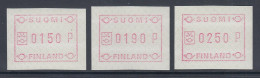 Finnland 1989 FRAMA-ATM Ornamente, Mi.-Nr. 5.2  Satz 150-190-250 ** - Viñetas De Franqueo [ATM]