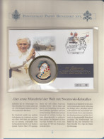 Cook Islands 2007 Silbermünze 5 Dollar Papst Benedikt Mit Swarovski-Kristallen - Colecciones Y Lotes