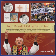 Papst Johannes Paul II. Und Benedikt XVI. Set Der Post Mit 2 Silbermedaillen 999 - Unclassified