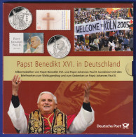 Papst Johannes Paul II. Und Benedikt XVI. Set Der Post Mit 2 Silbermedaillen 999 - Non Classés