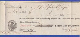 Württemberg Einlieferungsschein Zur K. Württ. Fahrpost, Ellwangen 21.9.1859 - Andere & Zonder Classificatie