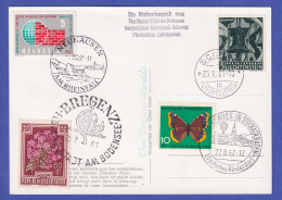 Sonderkarte Bodensee Vierländer-Blick Mit Briefmarken CH - FL - A - D   1961 - Brieven En Documenten