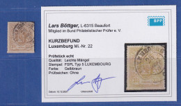 Luxemburg 1867 Staatswappen 37 1/2 C Mi.-Nr. 22, O, Geprüft KB Böttger BPP - Altri & Non Classificati