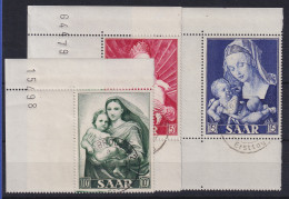 Saarland 1954 Madonnen Mi-Nr. 351-353 Eckrandstücke OL Mit Ersttags-Stempel - Oblitérés