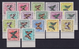 Guinea 1963 Freimarken Schmetterlinge Mi.-Nr. 183-199 Randstücke Postfrisch ** - Guinea (1958-...)