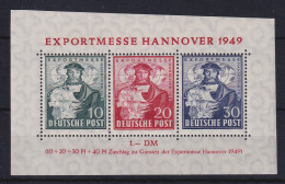 Bizone 1949 Hannover-Messe Mi.-Nr. Block 1, Oben Schrägschnitt, Postfrisch ** - Mint