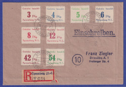 Lokalausgaben Spremberg 1946 Mi-Nr. 7-14 Auf R-Brief Nach Dresden - Storia Postale