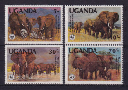 Uganda 1983 Afrikanische Elefanten Mi.-Nr. 361-364 A Postfrisch ** - Uganda (1962-...)