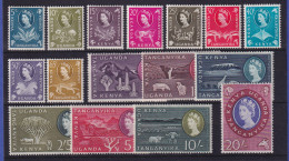 Kenya, Uganda, Tansania 1960 Afrikanische Motive Mi.-Nr. 108-123 Postfrisch ** - Tanzania (1964-...)
