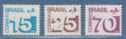 Brasilien 1975 Freimarken Ziffer Und Postemblem Mi.-Nr. 1495-97 ** - Autres & Non Classés