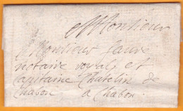 1696 - Lettre Pliée Avec Corresp En Français Lisible De 3 P De Chamagnieu Vers Châbons, Isère - Règne De Louis XIV - ....-1700: Precursori