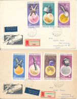 Hungary Registered Covers Sent To DDR 4-1-1966 With Complete Set Of 7 SPACE 1965 Stamps On 2 Covers With Cachet - Covers & Documents