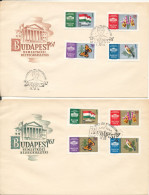 Hungary FDC 28-9-1961 Stamp Exhibition Budapest 2 Different Sets On 2 Covers With Cachet - FDC