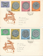 Hungary Covers With Complete Set Of 8 Art Haklasi Csipke On 2 Covers With Cachet Sent To Austria 17-4-1964 - Storia Postale