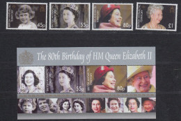 British Antarctic Territory (BAT) 2006 80th Birthday Queen Elizabeth II 4v + M/s ** Mnh (ZO161) - Briefe U. Dokumente