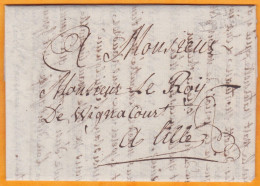 1805 - Marque Postale 91 YPRES Ypern Sur Lettre Pliée Avec Correspondance De 3 P Vers LILLE - - Département Conquis - 1792-1815: Conquered Departments