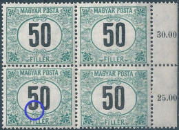 C5796 Hungary Postage Due 1920 Number Quartblock MNH RARE ERROR - Posta