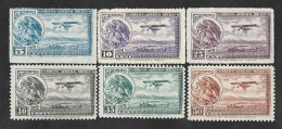 SE)1929-34 MEXICO  COAT OF ARMS AND FLYING PLANE 5C SCT C20 MINT, 10C SCT C21 MINT, 25C SCT C24 MINT, RULED & 30C SCT C1 - Mexico