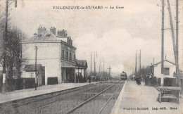 VILLENEUVE-la-GUYARD (Yonne) - La Gare - Arrivée Du Train - Ecrit 1918 (2 Scans) - Villeneuve-la-Guyard