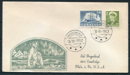 1952 Greenland Egedesminde 50ore "Gustav Holm" Ship, Polar Bear Cover - USA  - Covers & Documents