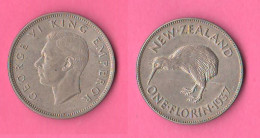 New Zealand One Florin 1937 Fiorino Nuova Zelanda Nouvelle Zélande King George VI° Kiwi Bird Silver Coin - Nieuw-Caledonië