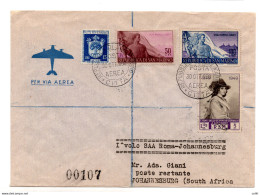 S.A.A. I° Volo (San Marino) Roma/Johannesburg Del 2.11.50 - Aerogramma - Poste Aérienne