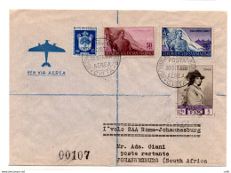 S.A.A. I° Volo (San Marino) Roma/Johannesburg Del 2.11.50 - Aerogramma - Luchtpost