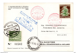 Elicottero Briga/Domodossola/Milano - Cartolina Elicottero Aersilta - Poste Aérienne