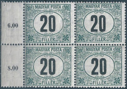 C5798 Hungary Postage Due 1920 Number Quartblock MNH RARE - Post