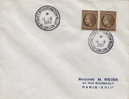 Lettre Type Cérès - Foire Exposition Comtoise De Besançon - 14 Septembre 1951 - Temporary Postmarks