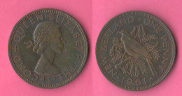 New Zealand Penny 1961 Nuova Zelanda Nouvelle Zélande Queen Elizabeth Bronze Coin - Neuseeland