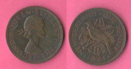 New Zealand Penny 1961 Nuova Zelanda Nouvelle Zélande Queen Elizabeth Bronze Coin - Nieuw-Zeeland