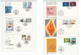 PEACE & HUMAN RIGHTS 6 Diff FDCS  1970s-1980s United Nations Fdc Stamps Cover - Colecciones & Series