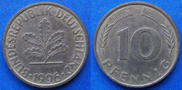 GERMANY - 10 Pfennig 1996 D KM# 108 Federal Republic Mark Coinage (1946-2002) - Edelweiss Coins - 10 Pfennig