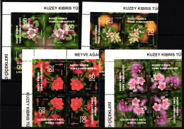 Türk. Zypern 800-803 Postfrisch Als 4er Blöcke, Blumen #JI471 - Used Stamps