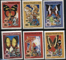Congo Republic 1991 Scouting, Butterflies 6v, Mint NH, Nature - Sport - Butterflies - Mushrooms - Scouting - Pilze